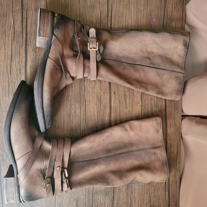 Steve Madden Albany Leather Tan Rider Boots Size 10